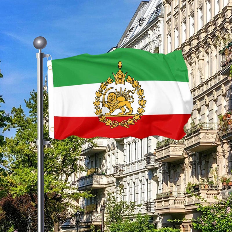 Old Historic Iran Flag 3x5FT, 90X150CM Iran Lion and Sun Flag, Former Iranian Flags with 2 Brass Grommets, Garden Flags for Outdoor and Indoor Decor - Image 5